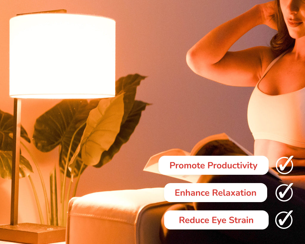 Woman Sitting Next To Bright Lamp