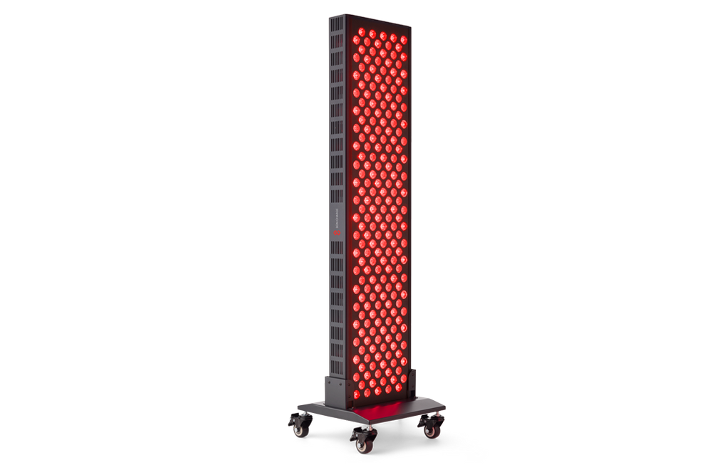 Super Max Red Light Therapy Device on Wheelie/Base Stand